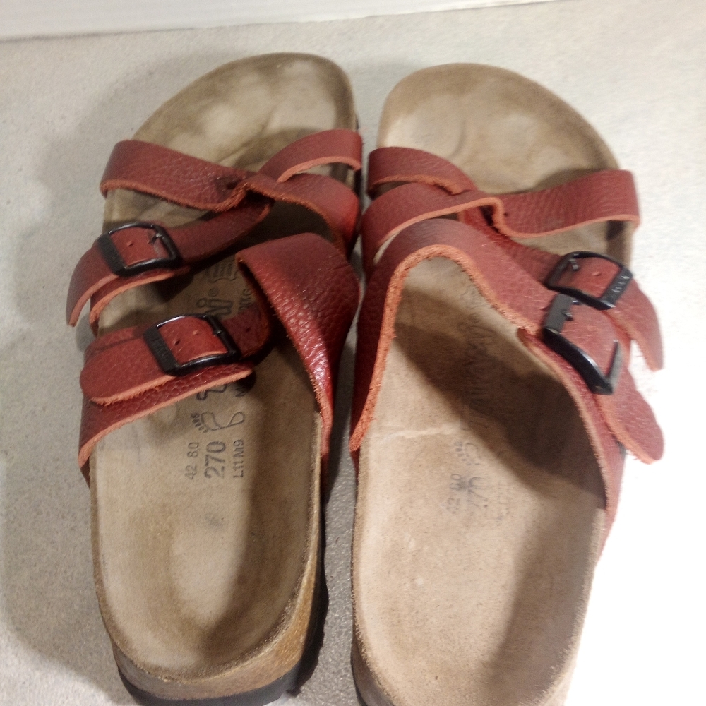 Birkenstock Tatami Red Double Buckle Crisscross Sandals US sz. Woman 11. Men 9 - Picture 7 of 10